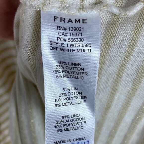 Frame Shirred Bell Sleeve Striped Linen T-Shirt Size Medium Tee LWTS059 Boho M - Picture 6 of 9